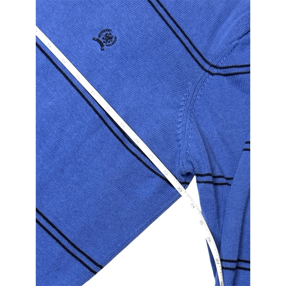 Tommy Hilfiger Crest Sweater Mens‎ Large Blue Navy Striped Crewneck Ribbed Knit - Picture 4 of 9